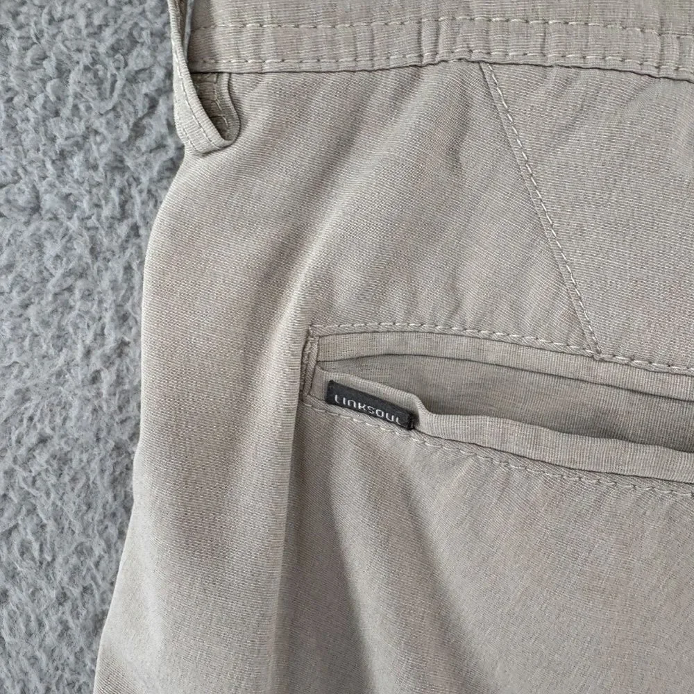 LinkSoul John Ashworth Men’s 34 Khaki Golf Pants Stretch Performance Flat Front